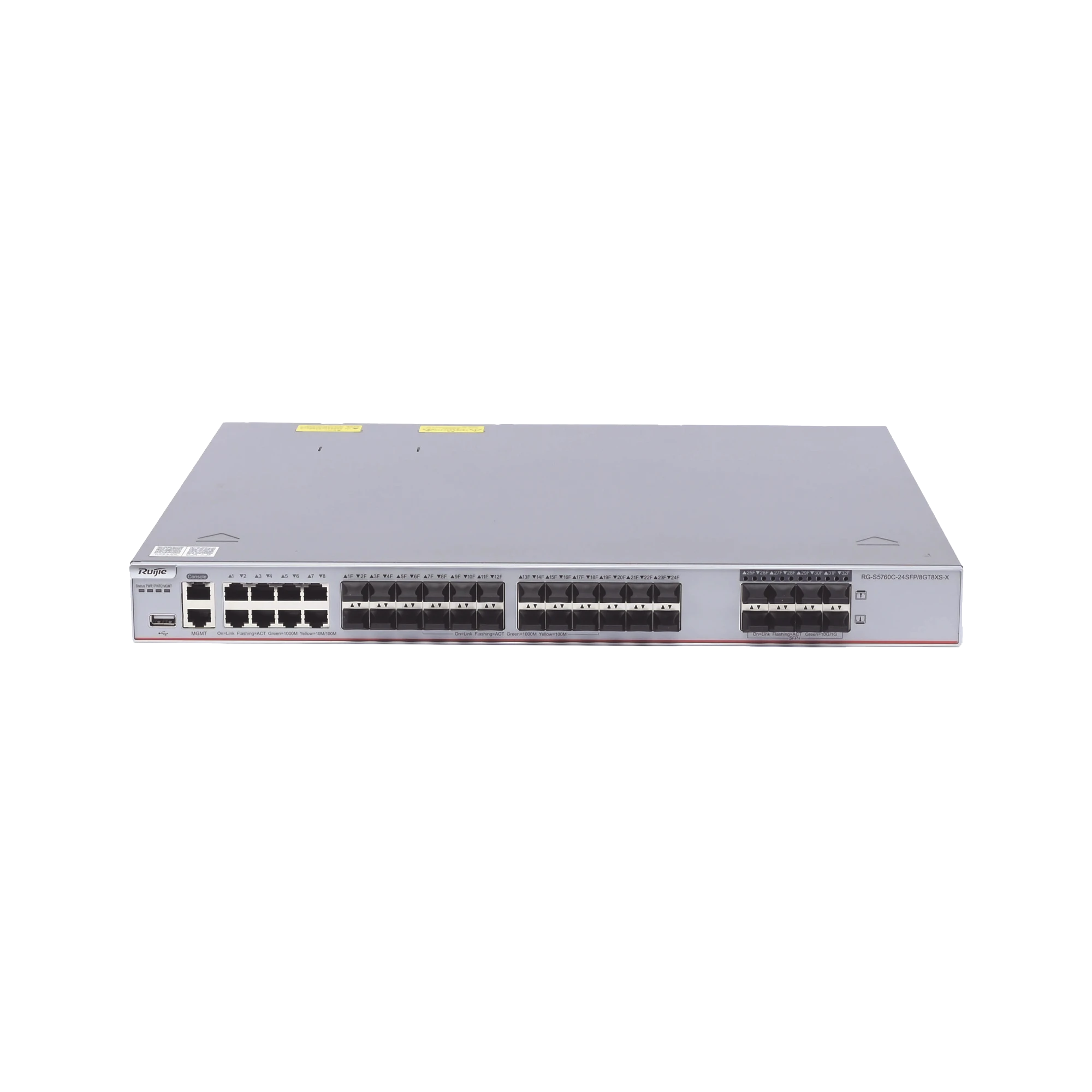 SWITCH CORE ADMINISTRABLE CAPA 3 CON 8 PUERTOS GIGABIT, 24 SFP+ Y 8 SFP+ COMBO PARA FIBRA 10GB, GESTIÓN GRATUITA DESDE LA NUBE.-Networking-RUIJIE-Bsai Seguridad & Controles