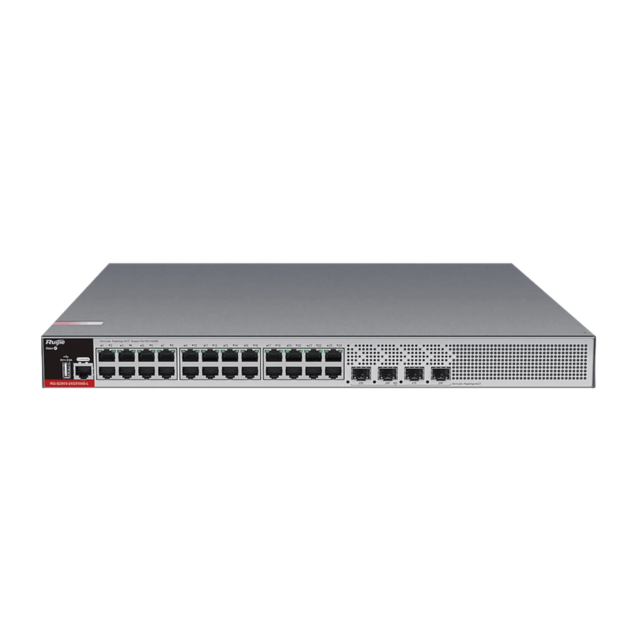 SWITCH EMPRESARIAL, ADMINISTRABLE L2+, 24 PUERTOS GIGABIT Y 4 PUERTOS UPLINK SFP 2.5G-Networking-RUIJIE-RG-S2915-24GT4MS-L-Bsai Seguridad & Controles