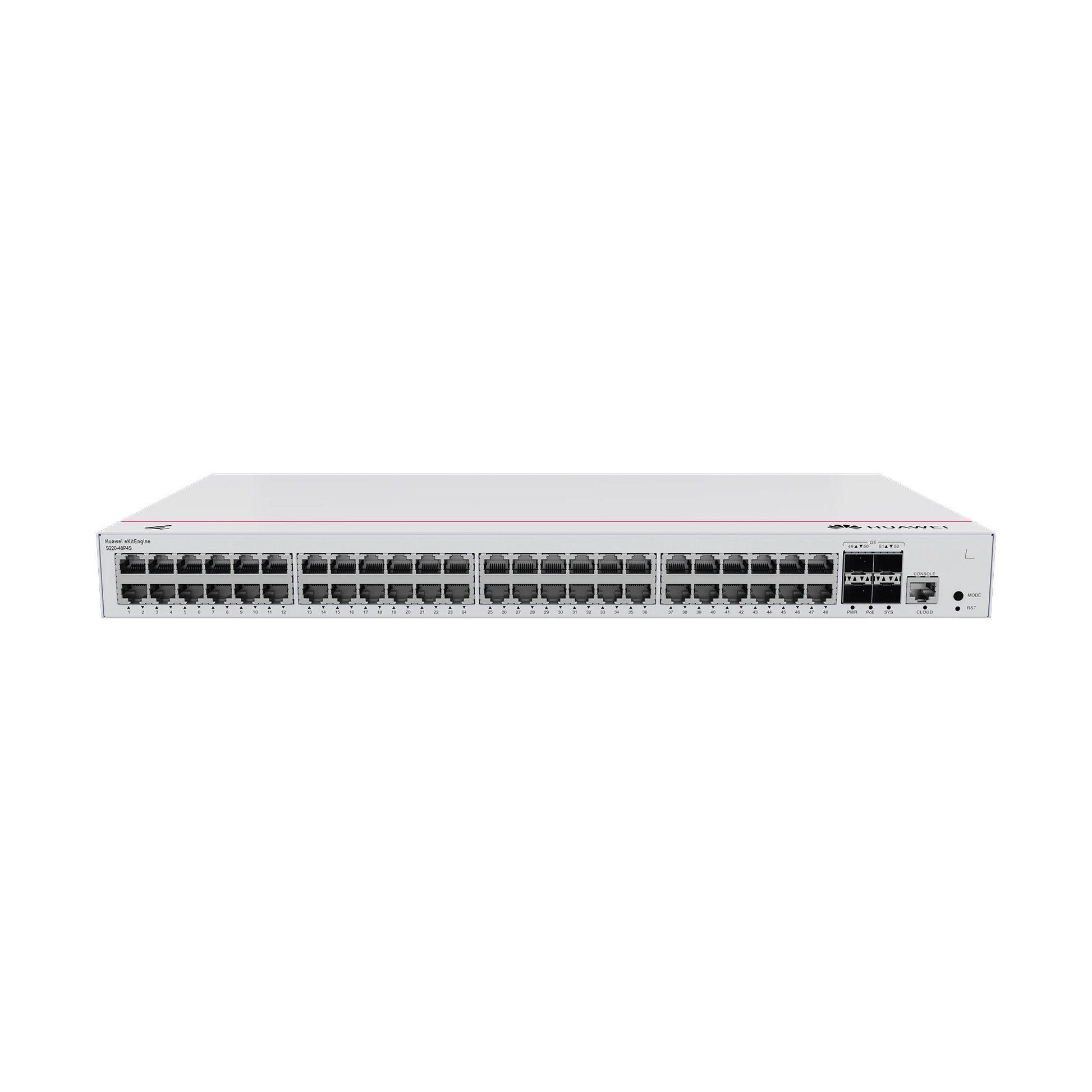SWITCH GIGABIT ADMINISTRABLE POE CAPA 2 / 48 PUERTOS 10/100/1000 MBPS (POE) / 4 PUERTOS SFP UPLINK / 380W / POE PERPETUO / ADMINISTRACIÓN NUBE GRATIS-Networking-HUAWEI-Bsai Seguridad & Controles