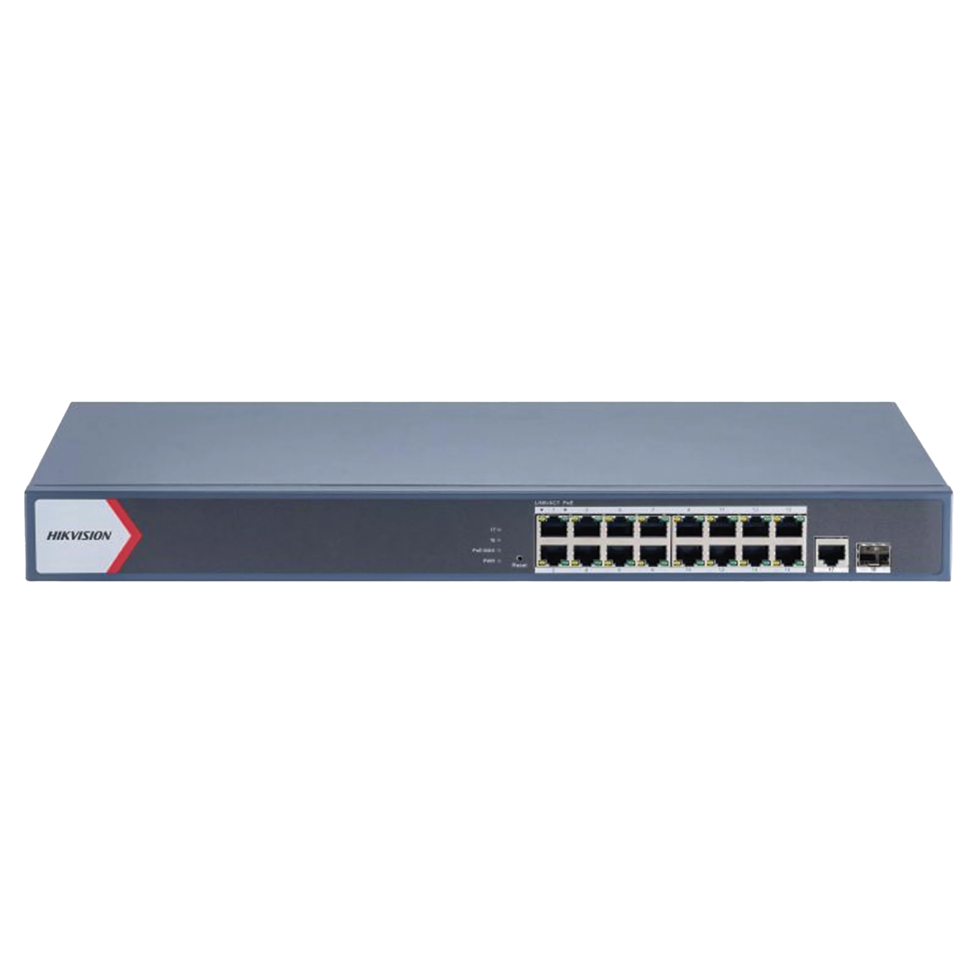 SWITCH GIGABIT POE+ / ADMINISTRABLE / 16 PUERTOS 1000 MBPS POE+ / 1 PUERTO 1000 MBPS DE UPLINK / 1 PUERTO SFP / CONFIGURACIÓN REMOTA DESDE HIK-PARTNERPRO / MODO EXTENDIDO HASTA 300 METROS / 130 WATTS-Networking-HIKVISION-Bsai Seguridad & Controles
