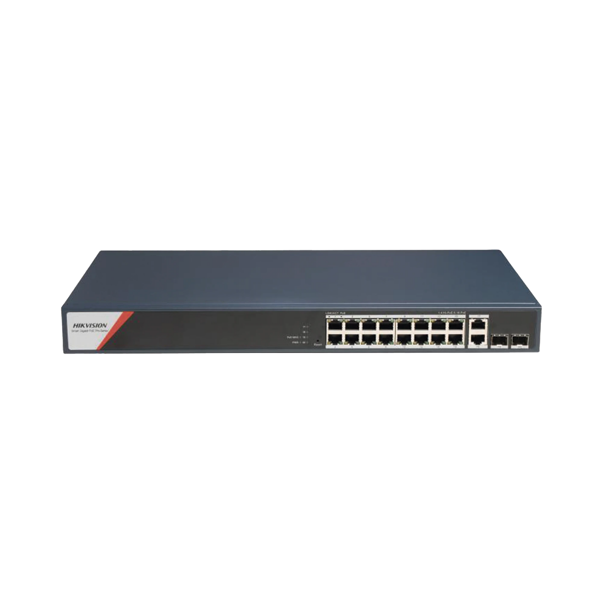 SWITCH GIGABIT POE+ / ADMINISTRABLE / 16 PUERTOS 1000 MBPS POE+ (4 PUERTOS POE++ 90 W) / 2 PUERTOS 1000 MBPS DE UPLINK / 2 PUERTOS SFP / CONFIGURACIÓN NUBE HIK-PARTNERPRO / MODO EXTENDIDO HASTA 300 METROS / 230 W-Networking-HIKVISION-DS-3E1520HP-SI-16P2T2F-Bsai Seguridad & Controles