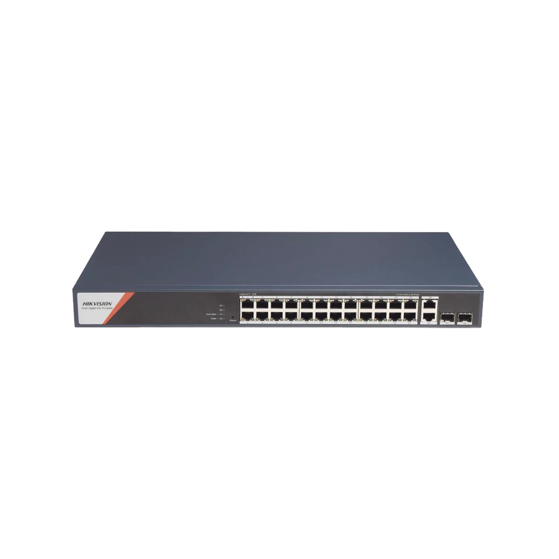 SWITCH GIGABIT POE+ / ADMINISTRABLE / 24 PUERTOS 1000 MBPS POE+ (4 PUERTOS POE++ 90 W) / 2 PUERTOS 1000 MBPS DE UPLINK / 2 PUERTOS SFP / CONFIGURACIÓN NUBE HIK-PARTNERPRO / MODO EXTENDIDO HASTA 300 METROS / 370 W-Networking-HIKVISION-DS-3E1528HP-SI-24P2T2F-Bsai Seguridad & Controles