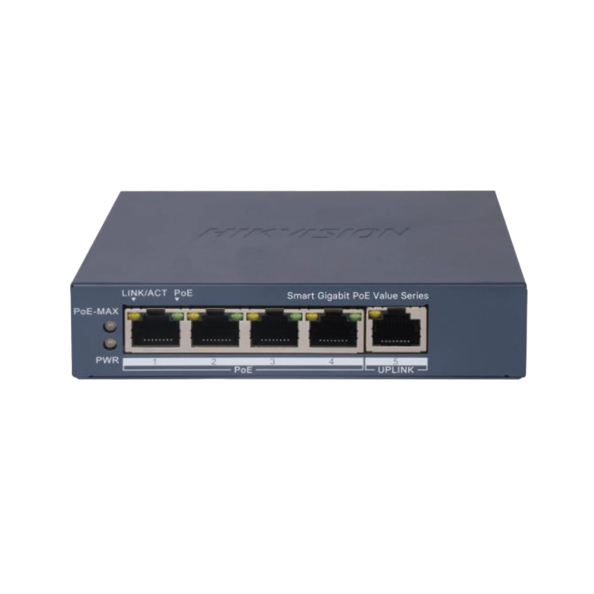 SWITCH GIGABIT POE+ / ADMINISTRABLE / 4 PUERTOS 1000 MBPS POE+ / 1 PUERTO 1000 MBPS UPLINK / CONFIGURACIÓN NUBE HIK-PARTNERPRO / MODO EXTENDIDO HASTA 300 METROS / 45 WATTS-Networking-HIKVISION-Bsai Seguridad & Controles