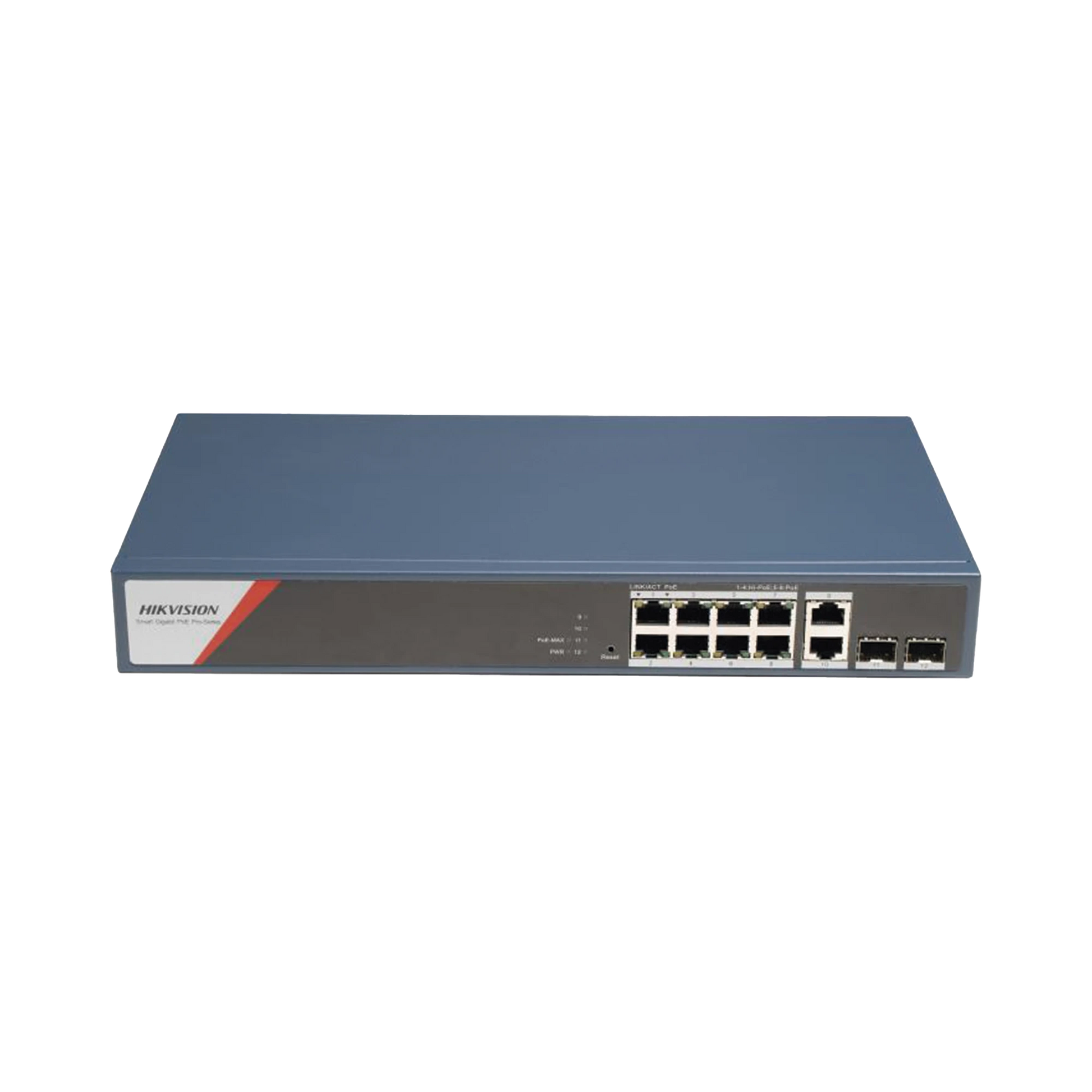 SWITCH GIGABIT POE+ / ADMINISTRABLE / 8 PUERTOS 1000 MBPS POE+(4 PUERTOS POE++ 90 W) / 2 PUERTOS 1000 MBPS DE UPLINK / 2 PUERTOS SFP / CONFIGURACIÓN NUBE HIK-PARTNERPRO / MODO EXTENDIDO HASTA 300 METROS / 130 W-Networking-HIKVISION-DS-3E1512HP-SI-8P2T2F-Bsai Seguridad & Controles