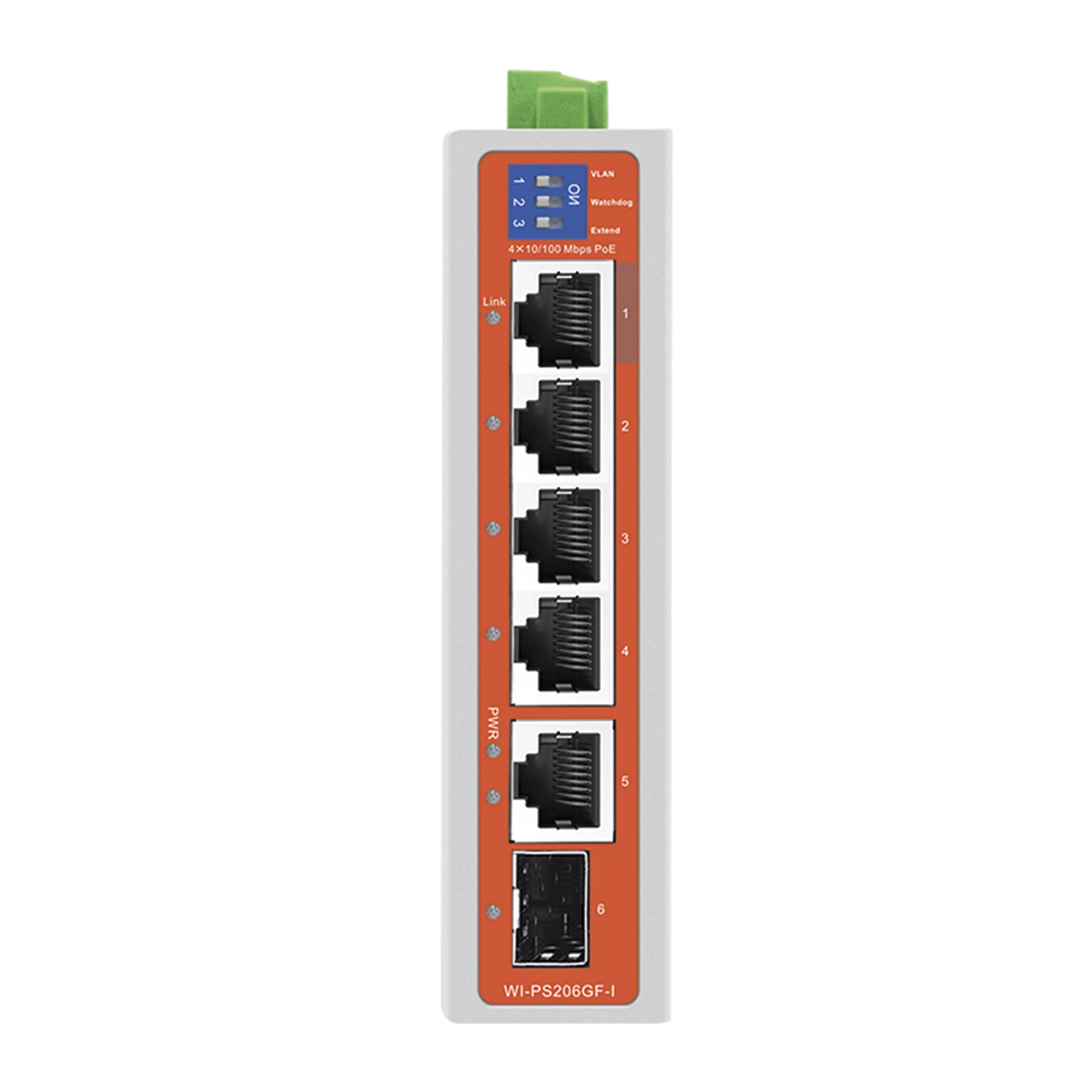 SWITCH INDUSTRIAL 4 PUERTOS FAST ETHERNET CON POE 802.3AF/AT + 2 PUERTOS UPLINK GIGABIT-Networking-WI-TEK-Bsai Seguridad & Controles