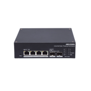 SWITCH INDUSTRIAL ADMINISTRABLE GIGABIT / 3 PUERTOS GIGABIT POE+ (30 W) + 1 PUERTOS GIGABIT POE++ (60 W) / 2 PUERTOS SFP / 120 W TOTAL / 48 A 57 VCD / IDEAL PARA PROYECTOS / 300 METROS DE DISTANCIA-Networking-HIKVISION-DS-3T1506HP-EI-UPS-Bsai Seguridad & Controles
