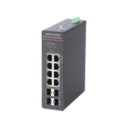 SWITCH INDUSTRIAL ADMINISTRABLE GIGABIT / 4 PUERTOS GIGABIT POE+ (90 W) + 4 PUERTOS GIGABIT POE+(30 W) / 4 PUERTOS GIGABIT SFP / 300 W TOTAL / 48 A 57 VCD / IDEAL PARA PROYECTOS / 300 METROS DE DISTANCIA-Networking-HIKVISION-Bsai Seguridad & Controles