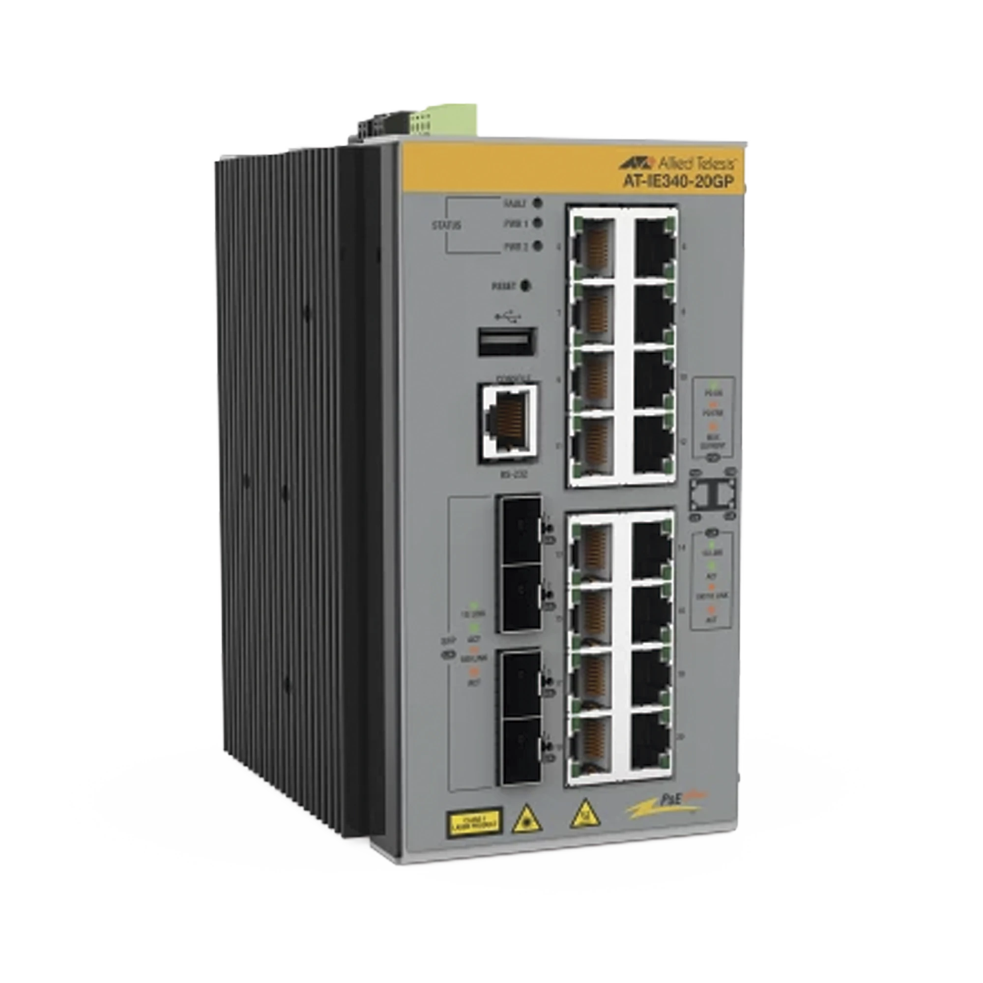 SWITCH INDUSTRIAL CAPA 3, 16X 10/100/1000T POE+, 4X 100/1000X SFP (TAA COMPLIANT)-Networking-ALLIED TELESIS-Bsai Seguridad & Controles