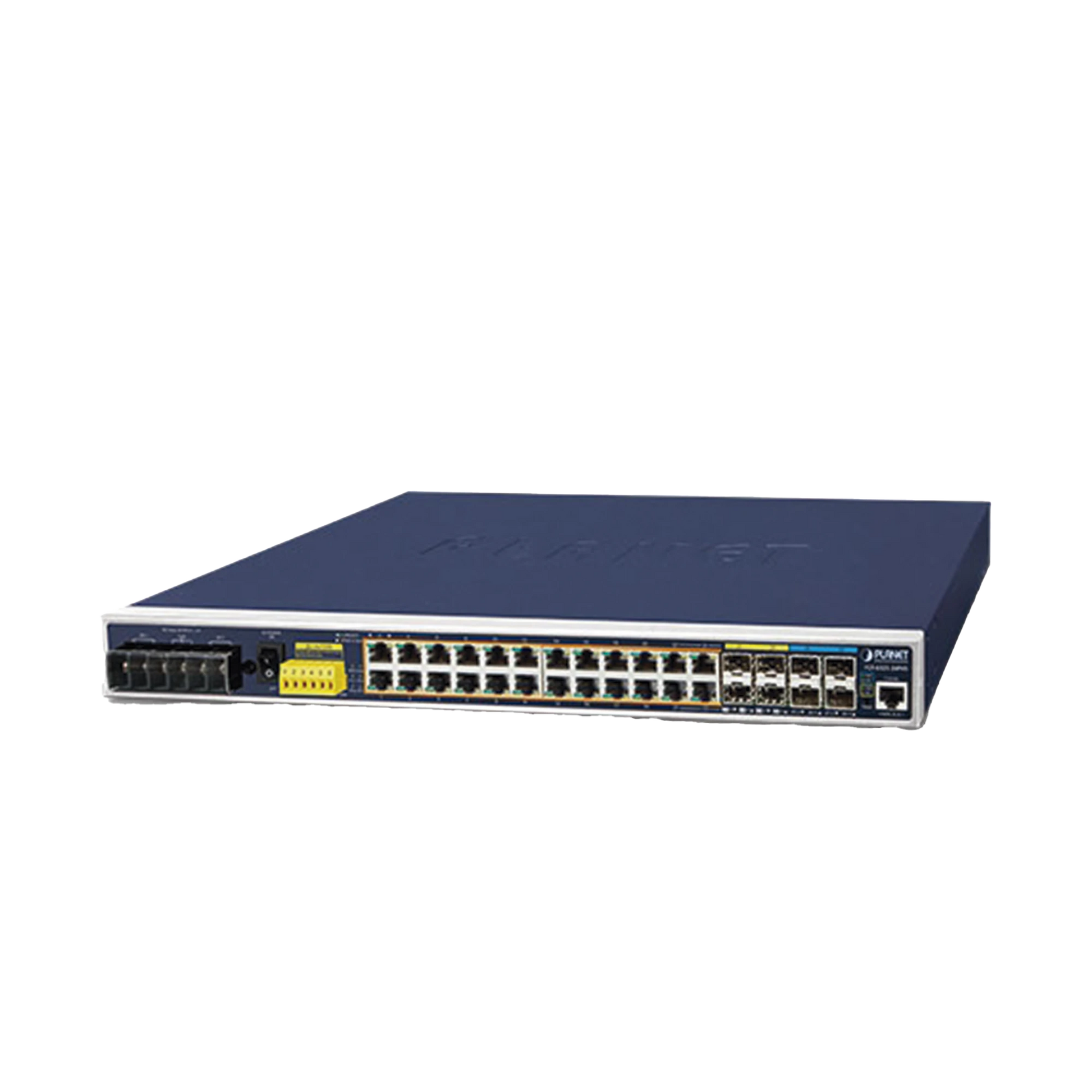SWITCH INDUSTRIAL CAPA 3, 24 PUERTOS GIGABIT POE 802.3AF/AT, 4 PUERTOS SFP 1 G, 4 PUERTOS SFP DE 10 G-Networking-PLANET-Bsai Seguridad & Controles