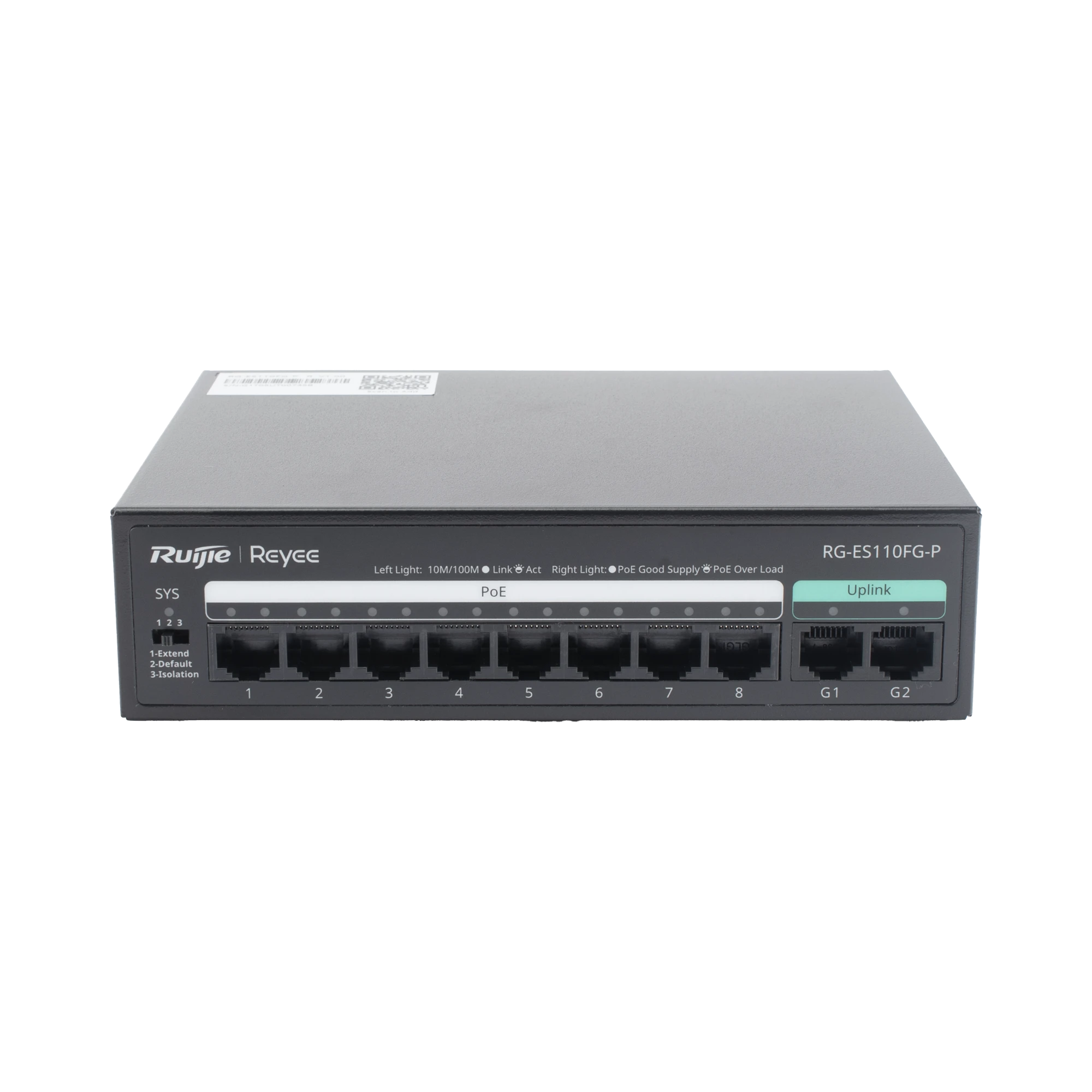 SWITCH POE NO ADMINISTRADO DE 2 PUERTOS GIGABIT Y 8 PUERTOS 10/100 MBPS-Networking-RUIJIE-RG-ES110FG-P-Bsai Seguridad & Controles