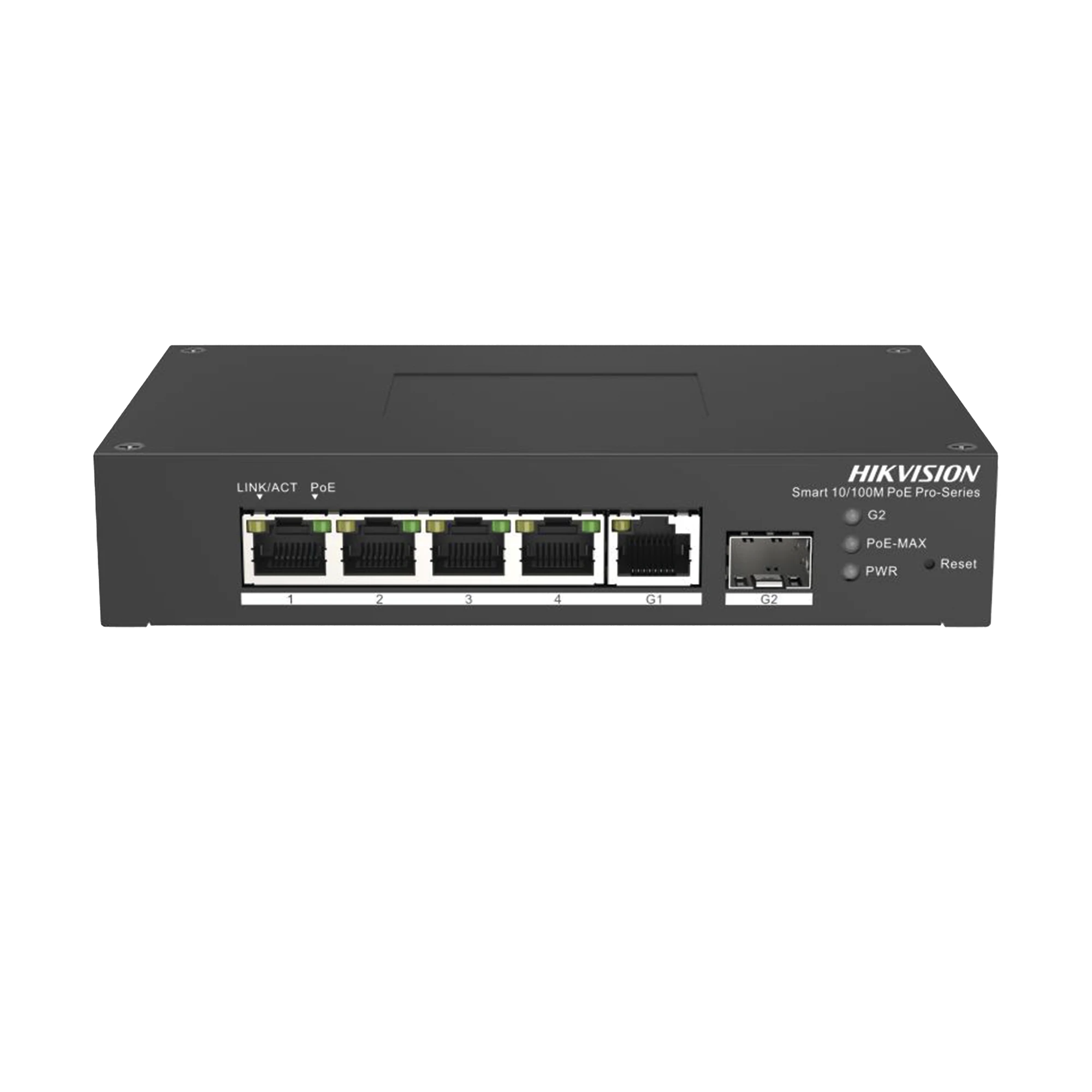 SWITCH POE+ / ADMINISTRABLE / 4 PUERTOS 10/100 MBPS POE+ / 1 PUERTO 1000 MBPS UPLINK / 1 PUERTOS SFP / CONFIGURACIÓN NUBE HIK-PARTNERPRO / MODO EXTENDIDO HASTA 300 METROS / 60 WATTS-Networking-HIKVISION-DS-3T1306P-SI/HS-Bsai Seguridad & Controles