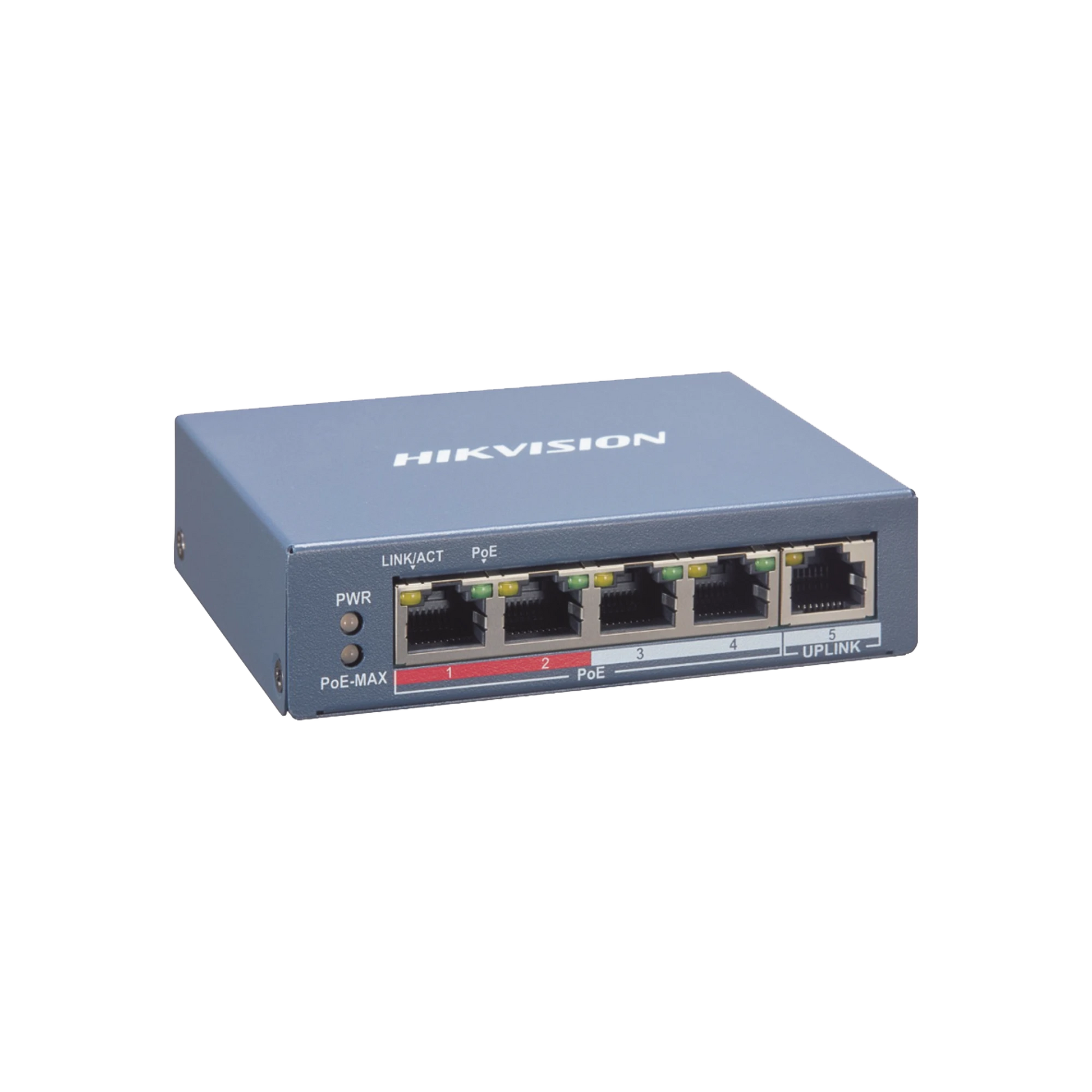 SWITCH POE+ / MONITOREABLE / 4 PUERTOS 10/100 MBPS POE+ / 1 PUERTO 10/100 MBPS UPLINK / MODO ESTENDIDO HASTA 300 METROS / 45 W-Networking-HIKVISION-Bsai Seguridad & Controles