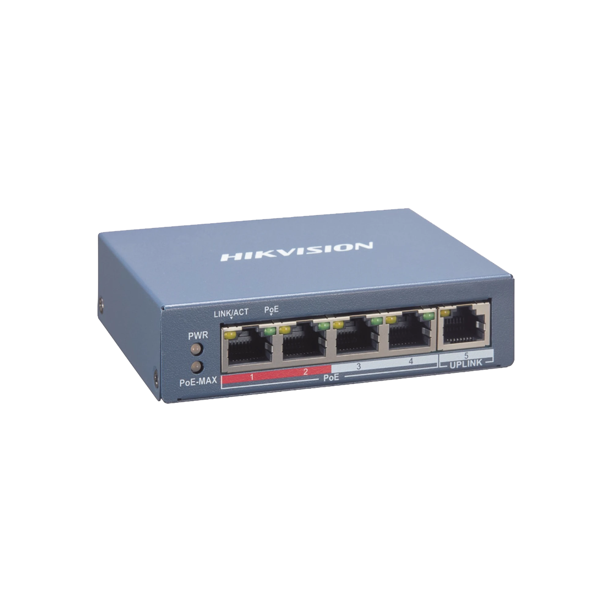 SWITCH POE+ / MONITOREABLE / 4 PUERTOS 10/100 MBPS POE+ / 1 PUERTO 10/100 MBPS UPLINK / MODO ESTENDIDO HASTA 300 METROS / 45 W-Networking-HIKVISION-Bsai Seguridad & Controles