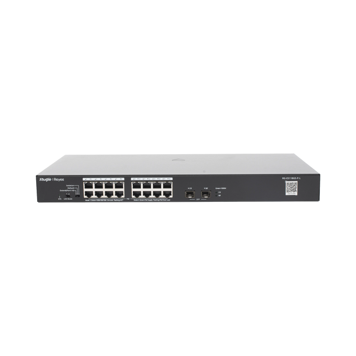 SWITCH POE+ NO ADMINISTRABLE CON 18PUERTOS GIGABIT Y 2 UPLINKS GIGABIT-Networking-RUIJIE-RG-ES118GS-P-L-Bsai Seguridad & Controles
