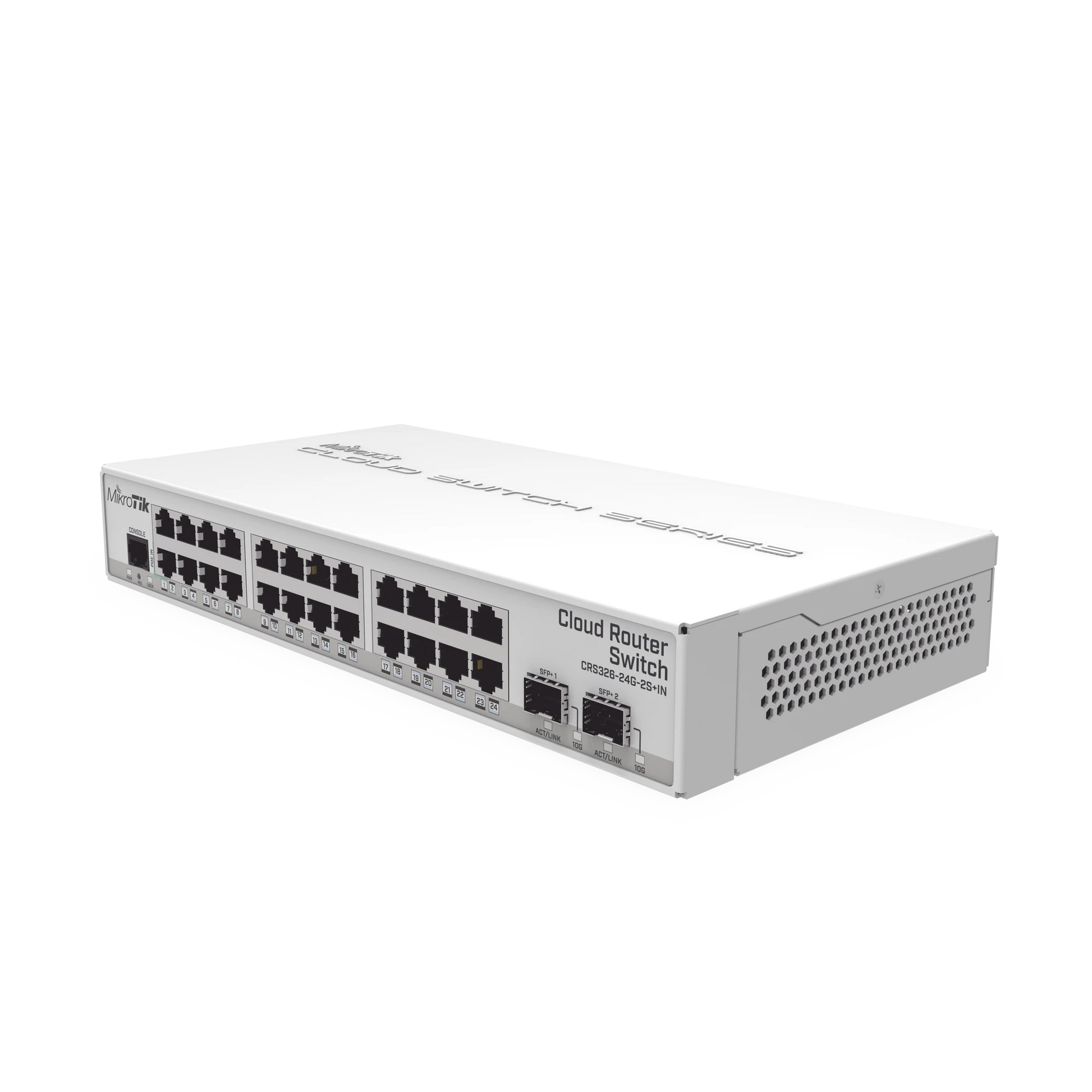 SWITCH SISTEMA OPERATIVO DUAL 24 PUERTOS GIGABIT ETHERNET Y 2 PUERTOS SFP+, PARA ESCRITORIO-Switches-MIKROTIK-Bsai Seguridad & Controles