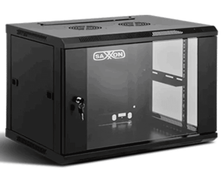 SAXXON SXR6U6406S - GABINETE DE PARED NEGRO / 6UR / PUERTA DE VIDRIO TEMPLADO / ALTO 37 CM / ANCHO 60 CM / PROFUNDIDAD 45 CM / #SXNDESCUENTO #NUEVO1M #MCI1-Gabinetes Piso / Pared-SAXXON-Bsai Seguridad & Controles