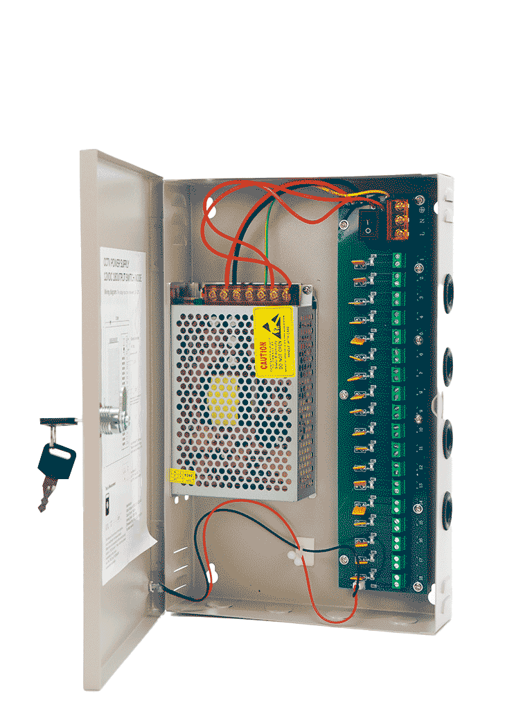 SAXXON SX10A18CH - FUENTE DE PODER PROFESIONAL 12 VCD / 10 AMPERES / 18 CANALES / 0.5 AMPERES POR CANAL / PROTECCIÓN CONTRA SOBRECARGAS / LED INDICADOR DE FUNCIONAMIENTO-Fuentes con Distribuidor-SAXXON-Bsai Seguridad & Controles