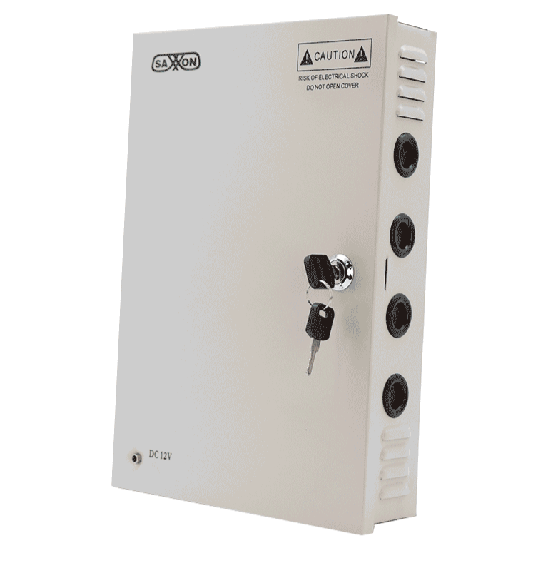 SAXXON SX20A18CH - FUENTE DE PODER PROFESIONAL 12 VCD / 20 AMPERES / 18 CANALES / 1.1 AMPERES POR CANAL / PROTECCIÓN CONTRA SOBRECARGAS / LED INDICADOR DE FUNCIONAMIENTO-Fuentes con Distribuidor-SAXXON-Bsai Seguridad & Controles