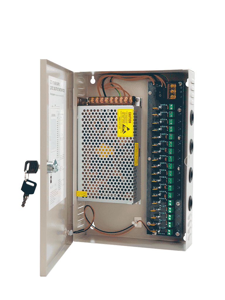 SAXXON SX20A18CH - FUENTE DE PODER PROFESIONAL 12 VCD / 20 AMPERES / 18 CANALES / 1.1 AMPERES POR CANAL / PROTECCIÓN CONTRA SOBRECARGAS / LED INDICADOR DE FUNCIONAMIENTO-Fuentes con Distribuidor-SAXXON-Bsai Seguridad & Controles