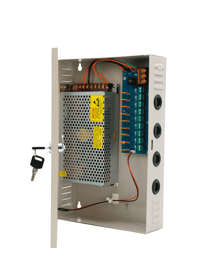 SAXXON SX20A9CH - FUENTE DE PODER PROFESIONAL 12 VCD / 20 AMPERES / 9 CANALES / 2.2 AMPERES POR CANAL / PROTECCIÓN CONTRA SOBRECARGAS / LED INDICADOR DE FUNCIONAMIENTO-Fuentes con Distribuidor-SAXXON-SXN2290019-Bsai Seguridad & Controles