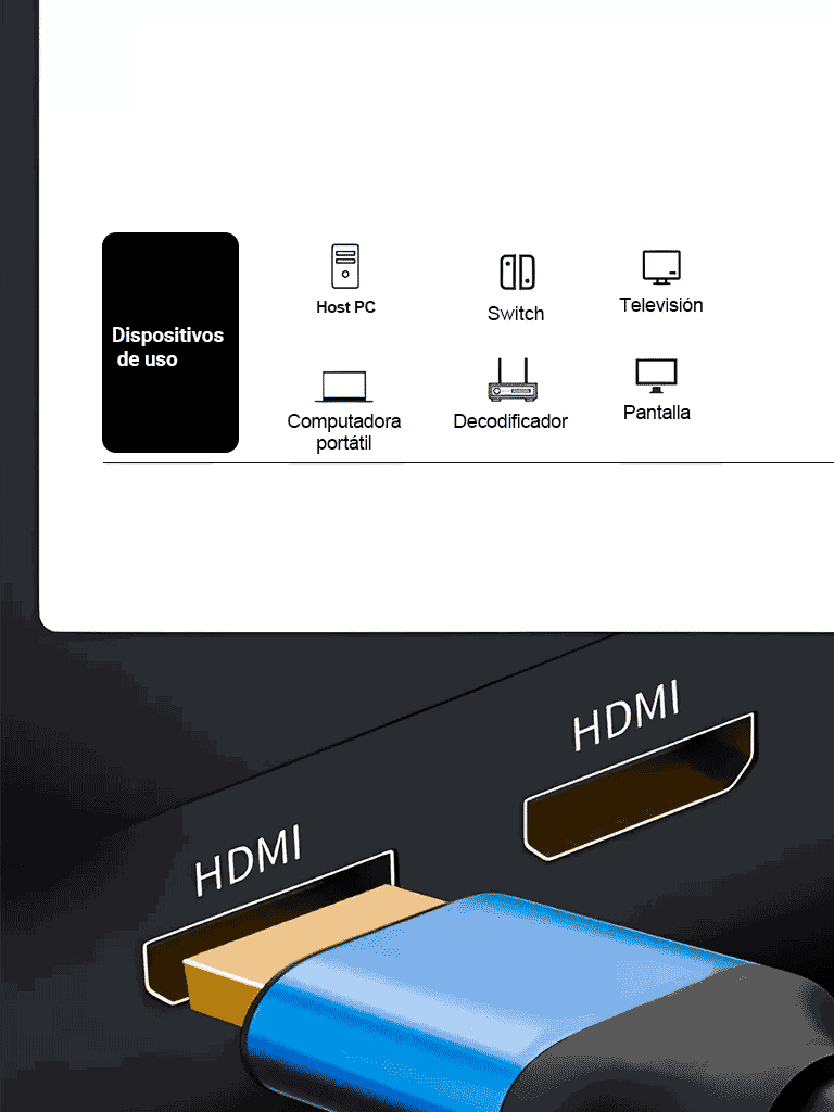 SAXXON SX-05HD-C - CABLE HDMI DE 0,5 METROS DE ALTA VELOCIDAD / VERSIÓN 2.0 / RESOLUCIÓN 4K / CANAL DE RETORNO DE AUDIO (ARC) / VIDEO 3D / BLINDADO PARA REDUCIR INTERFERENCIAS / CHAPADO EN ORO / ALTA RESISTENCIA Y DURABILIDAD.-HDMI-SAXXON-SXN2760001-Bsai Seguridad & Controles