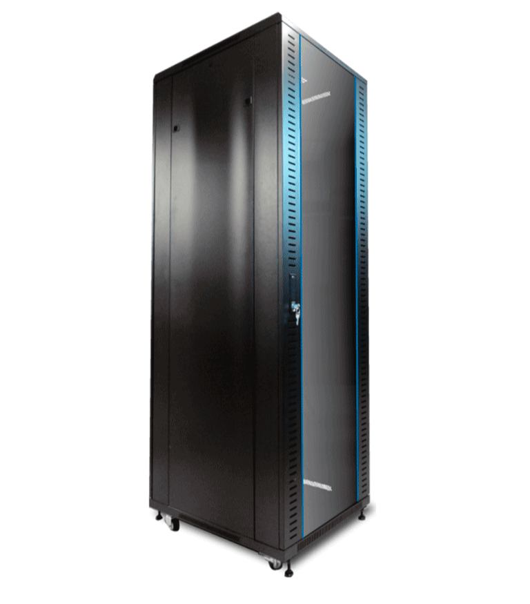 SAXXON SXR42U6642S - GABINETE DE PISO COLOR NEGRO / 42UR / PUERTA DE VIDRIO TEMPLADO / ALTO 198 CM / ANCHO 60 CM / PROFUNDIDAD 60 CM / INCLUYE BASE CON 2 VENTILADORES 110V-Gabinetes Piso / Pared-SAXXON-Bsai Seguridad & Controles