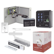 Sistema Completo de Acceso, Incluye Lector Biometrico SF300, Chapa magnética con bracket, Cierra puerta, Botón de Salida, Cable " Gratis ", y fuente profesional con Batería-Controles de Acceso-ACCESSPRO-Bsai Seguridad & Controles