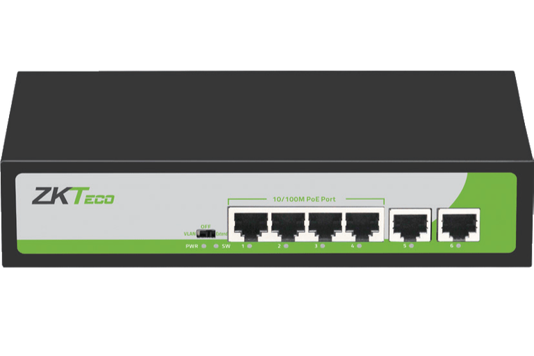 ZKTECO PE04255C -SWITCH DE 4 PUERTOS FAST ETHERNET POE AF - AT / 2 PUERTOS RJ45 10/100 / SOPORTA HASTA 250 MTS SOBRE UTP CAT 6 / PROTECCIÓN CONTRA DESCARGAS / NO ADMINISTRABLE-Switches POE-ZKTECO-Bsai Seguridad & Controles