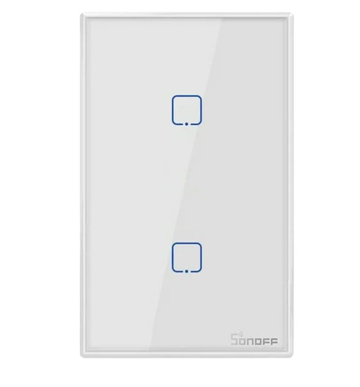 APAGADOR DE PARED TOUCH ON/OFF SONOFF T2US2C-TX / INALAMBRICO WIFI SMART HOME / TEMPORIZADOR PARA IOS Y ANDROID COMPATIBLE CON ALEXA/GOOGLE HOME/IFTTT / 2CH WIFI 2.4GHZ / RF 433 HASTA 2AMP POR-Sonoff-SONOFF-Bsai Seguridad & Controles