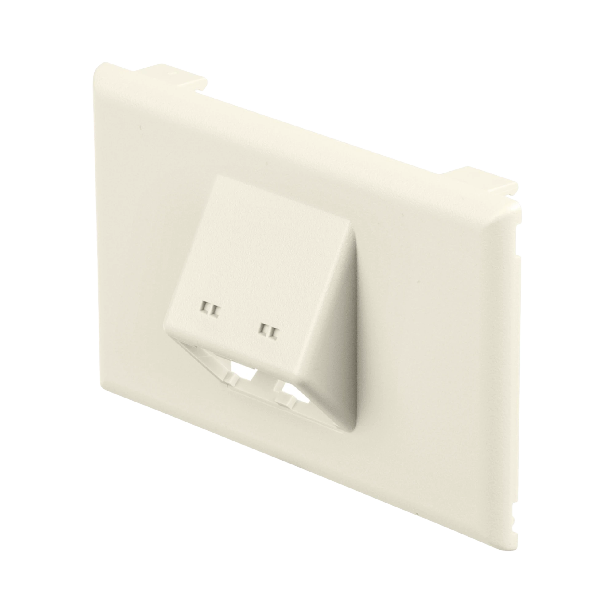 PLACA DE PARED HORIZONTAL T70, SALIDA PARA 2 PUERTOS MINI-COM, CON ESPACIOS PARA ETIQUETAS, COLOR BLANCO MATE