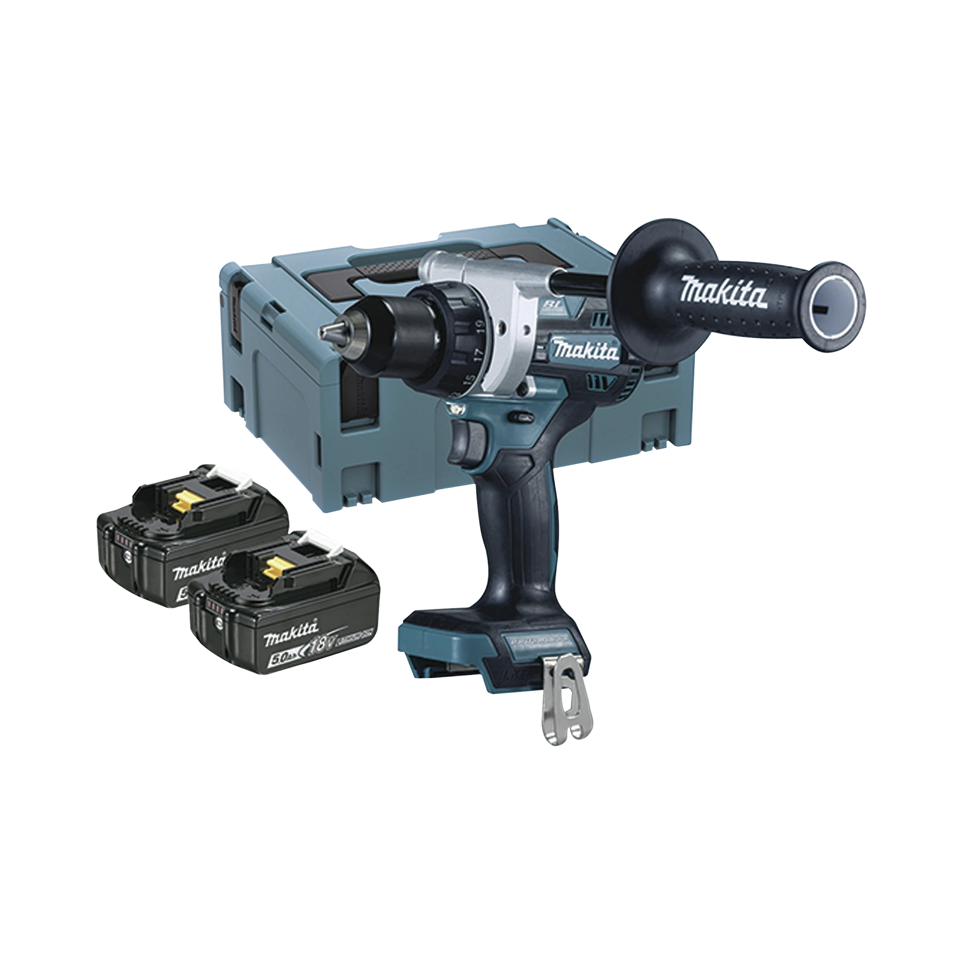 TALADRO ATORNILLADOR BL 18 V 5 AH LXT 130 NM 2 VELOCIDADES (0-550 0-2100 RPM). INCLUYE 2 BATERÍAS DE 18 V, CARGADOR RÁPIDO, 2 PUNTAS DOBLE Y MALETÍN MAKPAC.-Herramientas-MAKITA-Bsai Seguridad & Controles