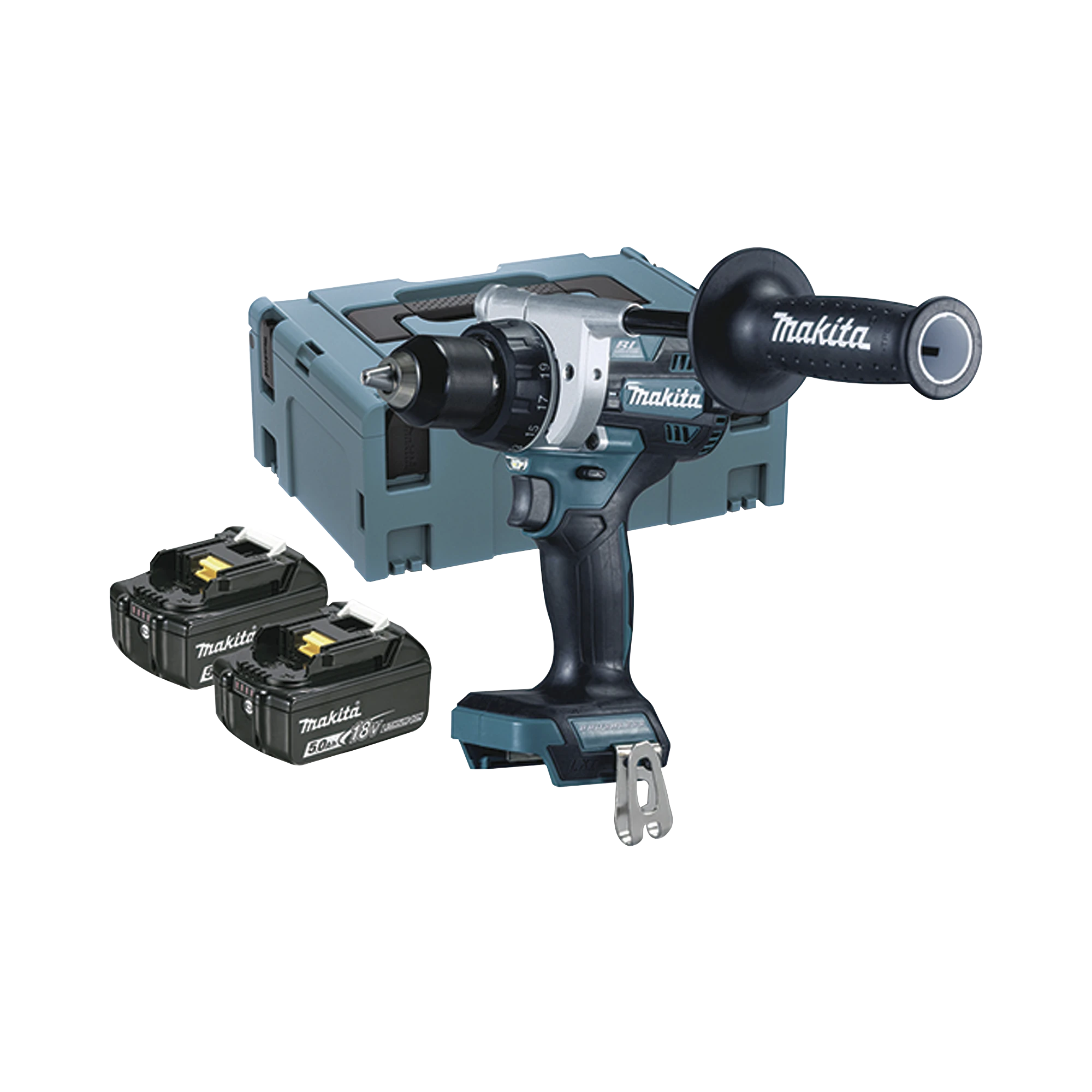 TALADRO ATORNILLADOR BL 18 V 5 AH LXT 130 NM 2 VELOCIDADES (0-550 0-2100 RPM). INCLUYE 2 BATERÍAS DE 18 V, CARGADOR RÁPIDO, 2 PUNTAS DOBLE Y MALETÍN MAKPAC.-Herramientas-MAKITA-Bsai Seguridad & Controles