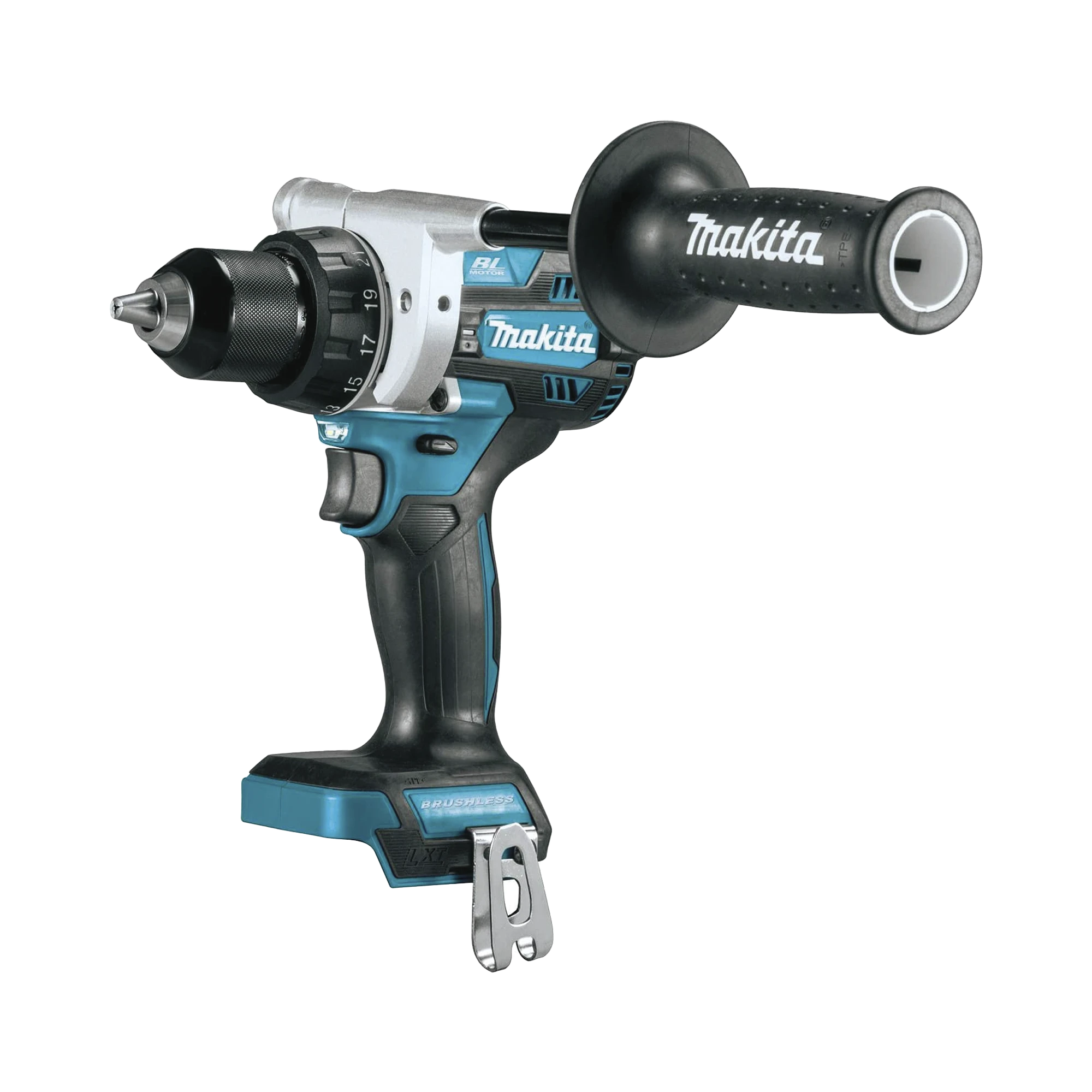 TALADRO ATORNILLADOR BL 18 V 5 AH LXT 130 NM 2 VELOCIDADES (0-550 0-2100 RPM). INCLUYE 2 PUNTAS DOBLES EMPUÑADURA AUXILIAR Y GANCHO. SIN BATERÍAS, SIN CARGADOR Y SIN MALETÍN.-Herramientas-MAKITA-Bsai Seguridad & Controles