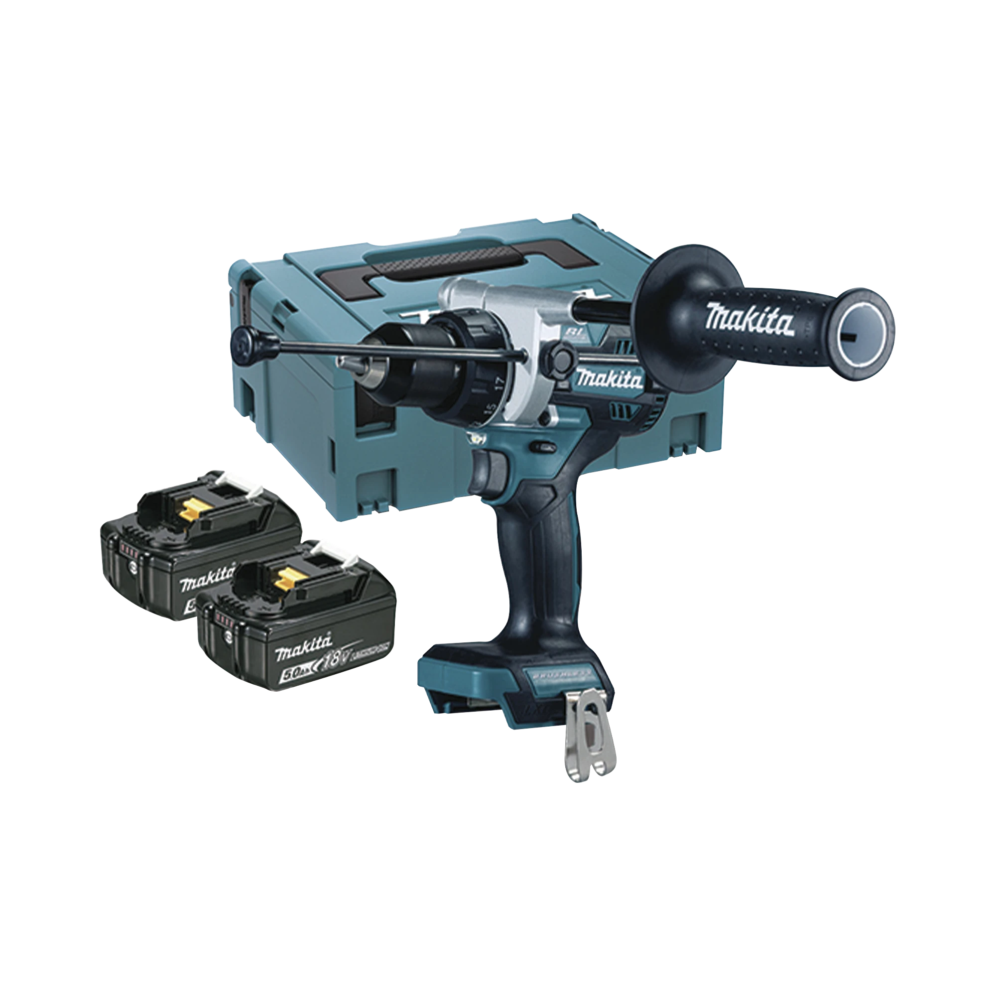 TALADRO COMBINADO BL 18 V LXT 5.0 AH 130 NM. INCLUYE 2 BATERÍAS 5.0 AH, CARGADOR RÁPIDO Y MALETÍN MAKPAC.-Herramientas-MAKITA-Bsai Seguridad & Controles