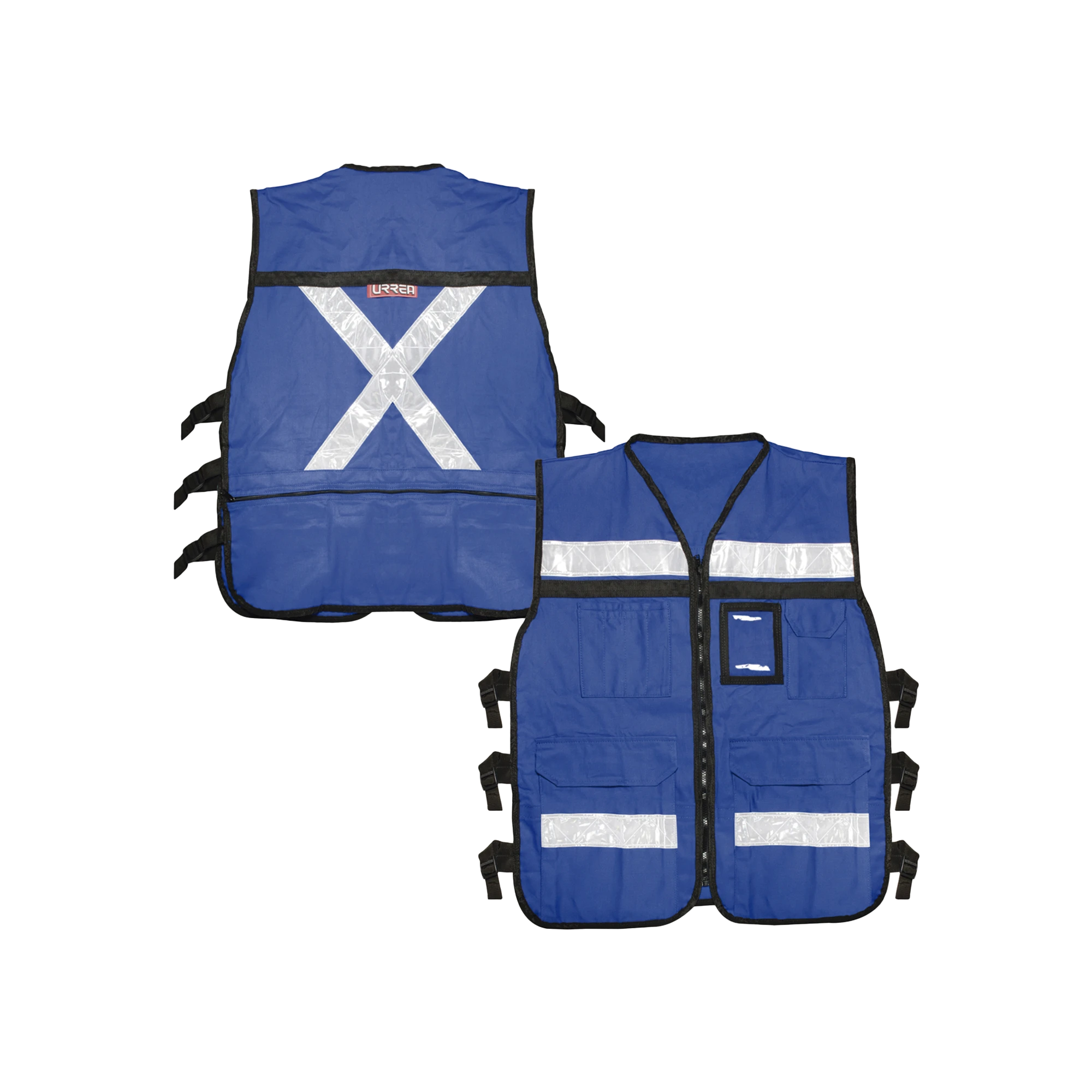 CHALECO REFLEJANTE CON 6 BOLSAS EXTERNAS / 6 BROCHES AJUSTABLES / TALLA GRANDE.-Ferreteria-SURTEK-Bsai Seguridad & Controles