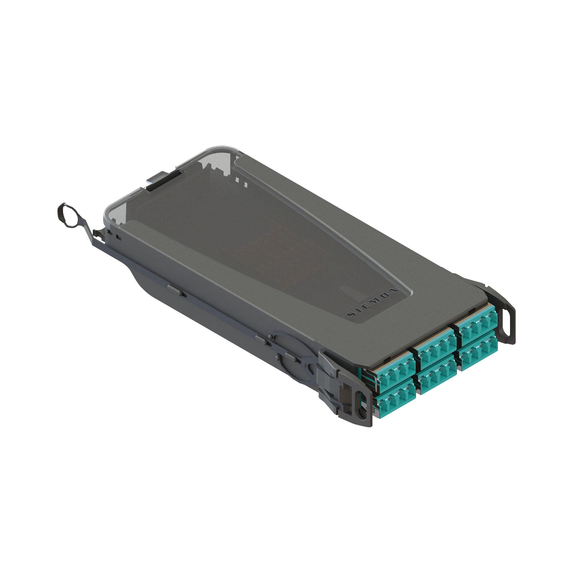 CASSETTE DE EMPALME LIGHTVERSE / 24 FIBRAS LC "SHUTTERED" MULTIMODO OM4 / TAPAS CUBREPOLVO ABATIBLES (COLOR: AQUA)-Fibra Óptica-SIEMON-Bsai Seguridad & Controles