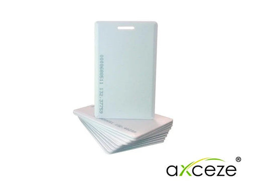 TARJETA DE PROXIMIDAD GRUESA AX-ID2 PAQUETE 10 PIEZAS 125KHZ 26 BITS TIPO CLAMSHELL CON PERFORACIÓN-Acceso-AXCEZE-Bsai Seguridad & Controles
