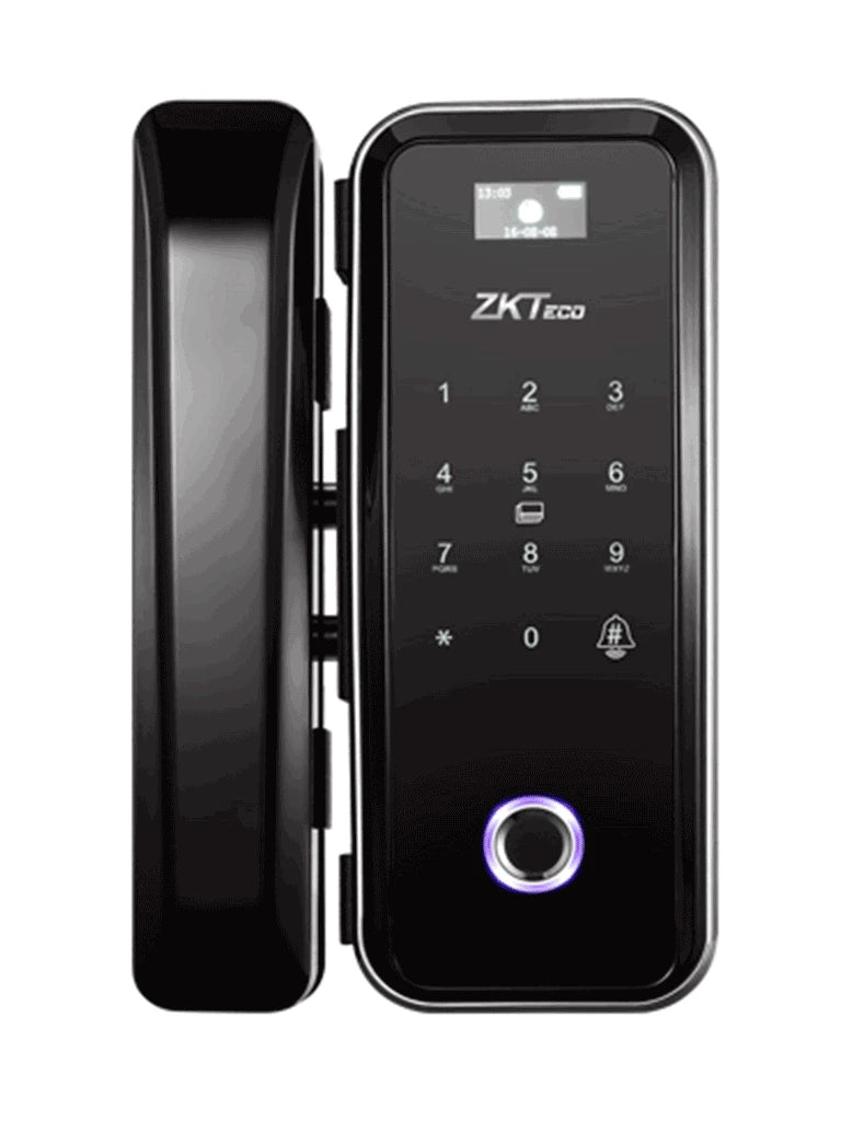 ZK GL300 - CERRADURA BIOMÉTRICA PARA PUERTAS DE VIDRIO / 100 USUARIOS / ANCHO DE PUERTA DE 8 A 13 MM / CONTROL REMOTO / TARJETAS MIFARE 13.56 MHZ-Inteligente-ZKTECO-Bsai Seguridad & Controles
