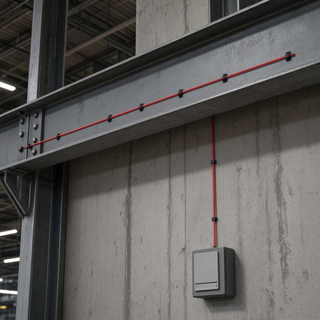 CABLE DETECTOR DE CALOR LINEAL / TEMPERATURA FIJA 68°C / 152 M (499 FT) / NYLON ROJO EXTERIOR / CONDUCTORES TRI-METÁLICOS / GUÍA ACERADA [TC-155G-500] instalado