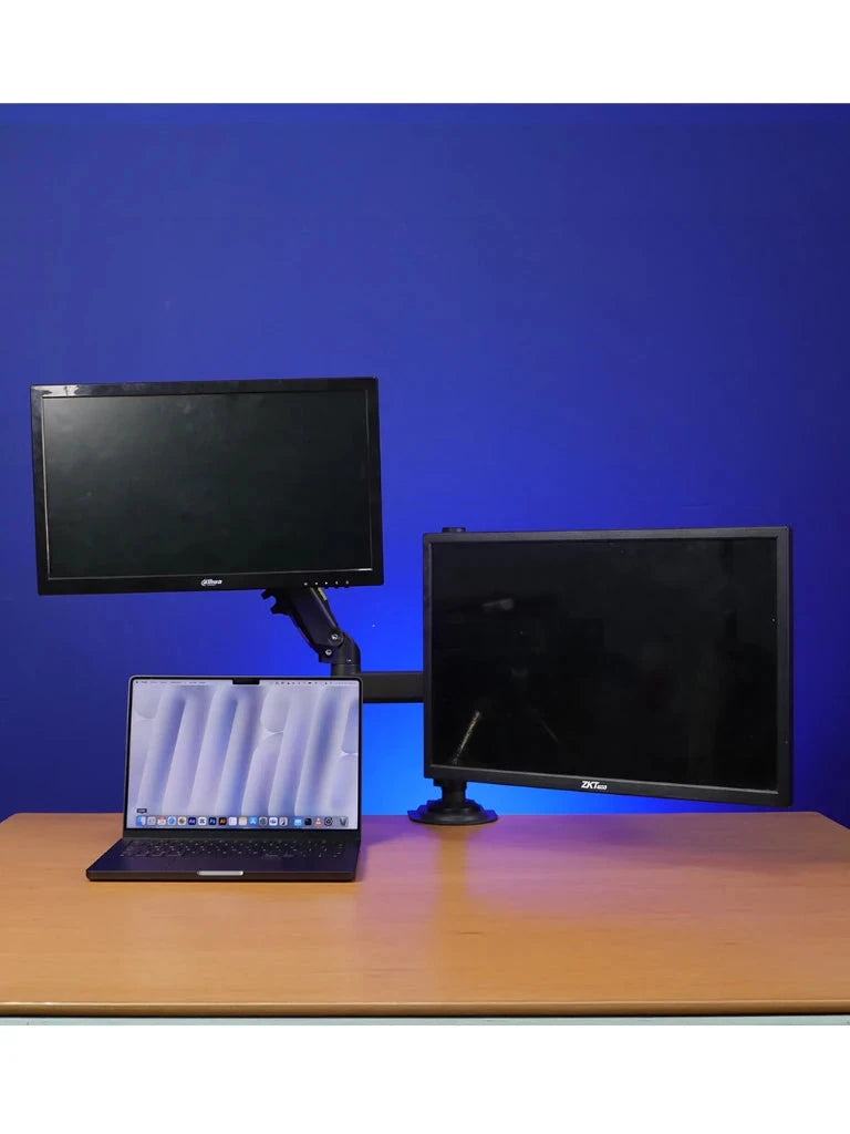 TCE H180 - SOPORTE DE ESCRITORIO ARTICULADO PARA 2 MONITORES DE 13 A 27" , CARGA MÁXIMA 9KG POR BRAZO , VESA 75X75MM / 100X100MM , AJUSTE DE INCLINACIÓN Y ROTACIÓN-Soportes y Bases-OEM-Bsai Seguridad & Controles