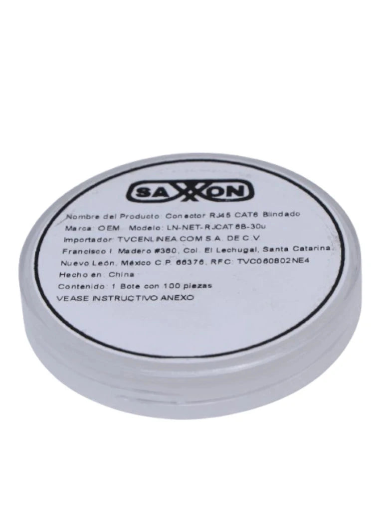 TCE LN-NET-RJCAT6B-30U - PLUG MODULAR RJ45 CAT6 BLINDADO, CHAPADO EN ORO 30 MICRAS, ALTA VELOCIDAD, CONECTOR 8P8C PARA REDES ETHERNET Y CABLEADO ESTRUCTURADO-Jacks y Plugs-OEM-Bsai Seguridad & Controles