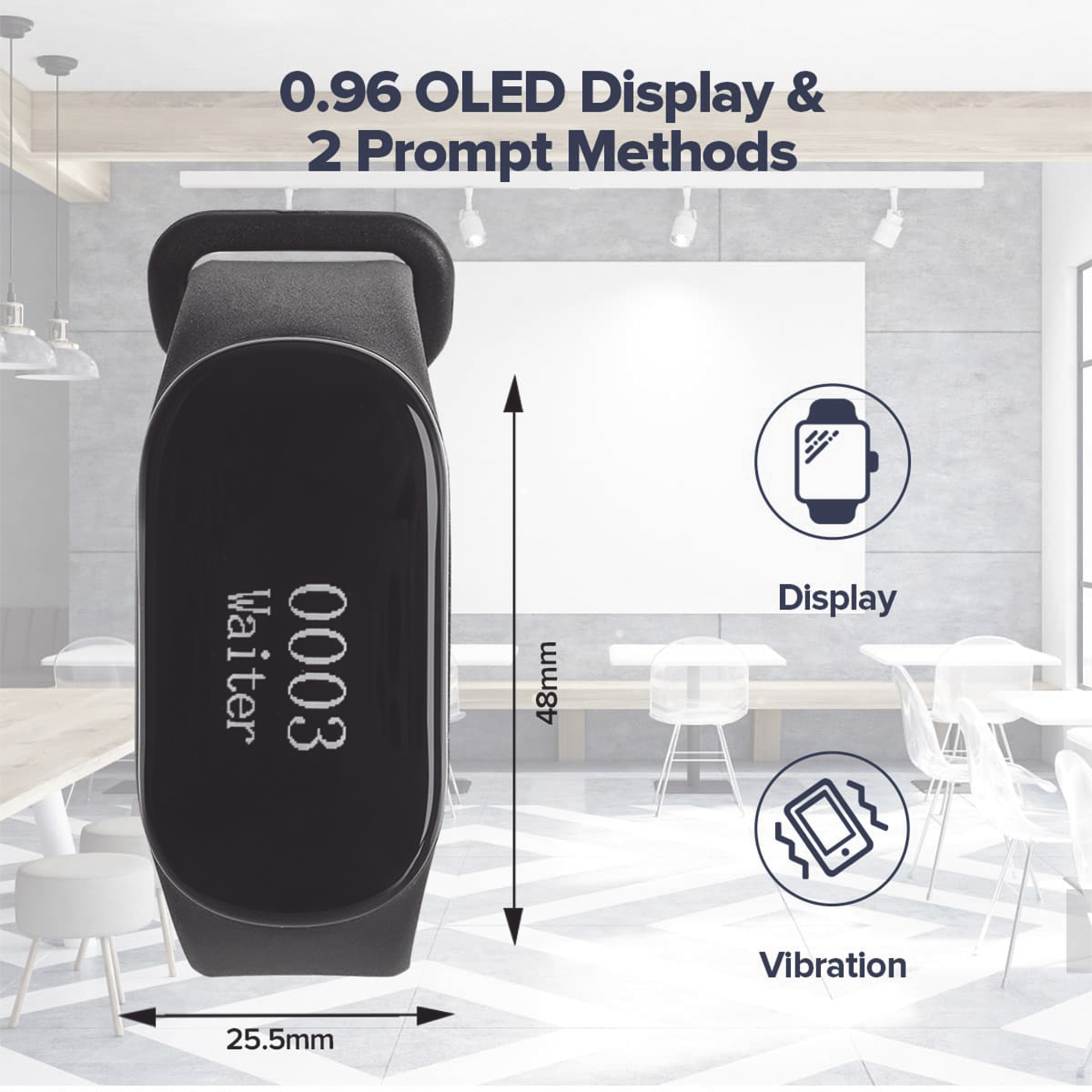 RELOJ BUSCADOR TD112 IPX7 / RESISTENTE AL AGUA / PANTALLA OLED / 180MAH / 48 HORAS STANDBY / 80-100M DISTANCIA DE RECEPCIÓN / COMPATIBLE CON 50 BOTONES TD009 Y T114 / 7 IDIOMAS / ALMACENAMIENTO DE 10 MENSAJES