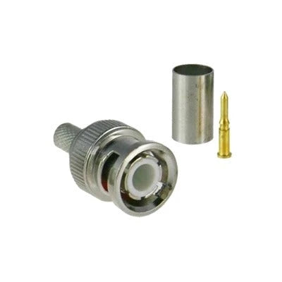CONECTOR BNC MACHO PARA 75 OHM, DE 3 PIEZAS EN LÍNEA, ANILLO PLEGABLE PARA CABLE RG-59/U EN APLICACIÓN DE CCTV, NÍQUEL/ ORO/ TEFLÓN.-Conectores-EPCOM TITANIUM-Bsai Seguridad & Controles
