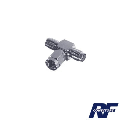 ADAPTADOR EN T, DE CONECTOR SMA MACHO A DOBLE SMA HEMBRAS, NÍQUEL/ ORO/ TEFLÓN.-Adaptadores-RF INDUSTRIES,LTD-Bsai Seguridad & Controles