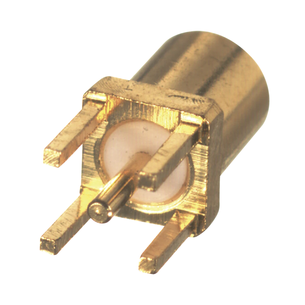 CONECTOR MMCX HEMBRA PARA MONTAJE VERTICAL CON 4 PATAS Y TERMINAL PARA SOLDAR EN PCB, ORO/ ORO/ TEFLÓN.-Conectores-RF INDUSTRIES,LTD-Bsai Seguridad & Controles