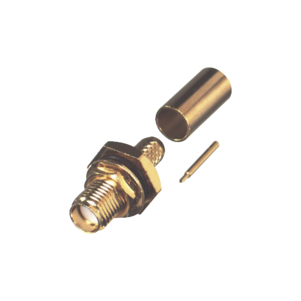 CONECTOR SMA HEMBRA INVERSO DE CHASIS EN D PLANO, ANILLO PLEGABLE PARA CABLE RG-142/U, ORO/ ORO/ TEFLÓN.-Conectores-RF INDUSTRIES,LTD-Bsai Seguridad & Controles