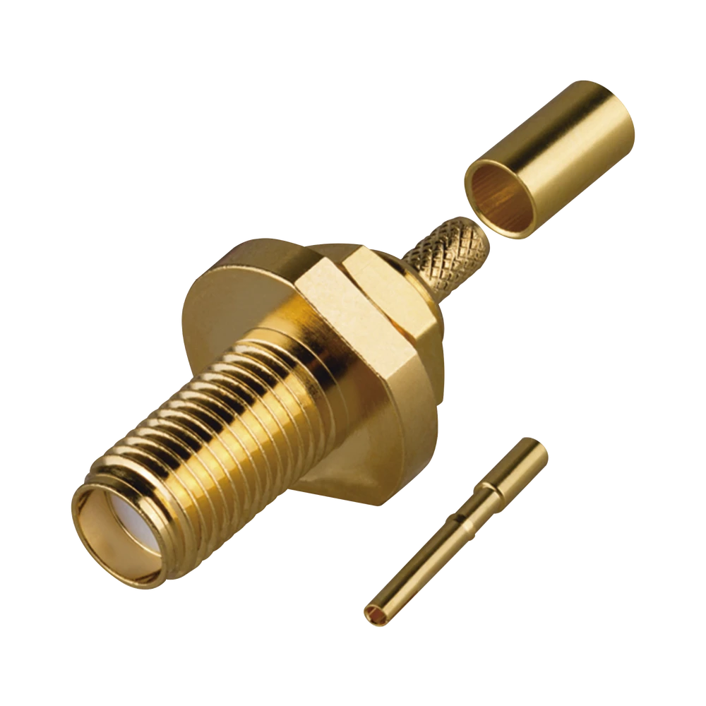 CONECTOR SMA HEMBRA DE ROSCA IZQUIERDA, MONTAJE FRONTAL EN PANEL PARA CABLES DEL GURPO B, ORO/ ORO/ TEFLÓN.-Conectores-RF INDUSTRIES,LTD-Bsai Seguridad & Controles