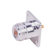 CONECTOR N HEMBRA PARA MONTAJE FRONTAL EN PANEL CON 4 PERFORACIONES A 18 MM, PLATA/ ORO/ TEFLÓN.-Conectores-RF INDUSTRIES,LTD-Bsai Seguridad & Controles