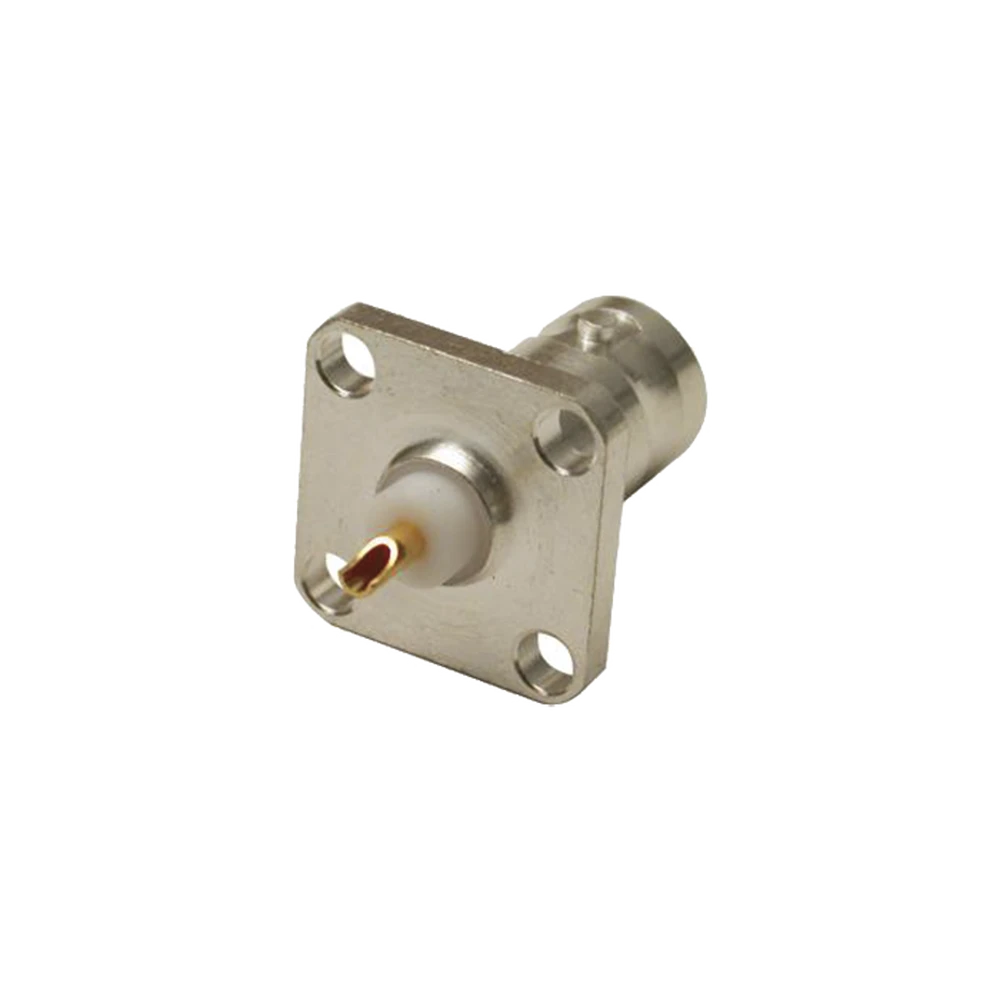 CONECTOR BNC HEMBRA PARA CHASIS, 4 PERFORACIONES CON 12.7 MM, PLATA/ ORO/ TEFLÓN.-Conectores-RF INDUSTRIES,LTD-Bsai Seguridad & Controles