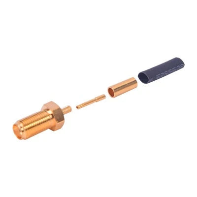 CONECTOR SMA HEMBRA DE ANILLO PLEGABLE PARA CABLES RG-174/U, 8216, ORO / ORO / TEFLÓN.-Conectores-RF INDUSTRIES,LTD-Bsai Seguridad & Controles
